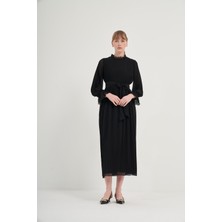 FTZ Women Kadın Plise Şifon Elbise  Siyah 31019