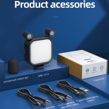 Auralia Brevity 2500K-9000K Mikrofon LED Dolgu Işığı LED Mini Video Vlog Akıllı Telefon Slr Kamera Için Tam Renkli Rgb Mikrofon Işığı V03-BLACK (Yurt Dışından)