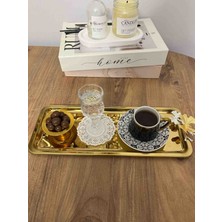 Lüx 6'lı Gold Dikdörtgen Kelebekli Sunum Tepsisi