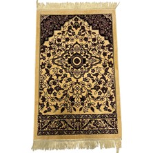 Buhara Tekstil Geometrik Çiçek Desenli Kadife Seccade