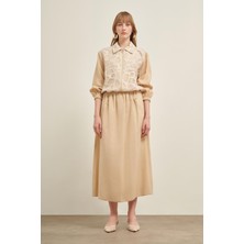 FTZ Women Kadın Etekli Kesme Tansel Takım  Beige 31021