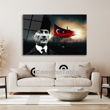 Atatürk ve Bayrak Cam Tablo