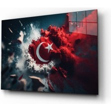 Patlama Içinde Doğan Türk Bayrağı Cam Tablo