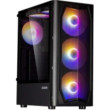 Zalman N4 Rev. 1 Megamax 600W 80+ Mesh Panel Siyah 3x 12CM Rgb Fan Mid Tower Oyuncu Kasası