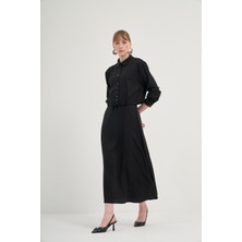 FTZ Women Kadın Etekli Tansel Takım  Siyah 31007