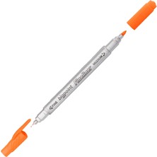 Bigpoint | Twin Fineliner Kalem, 0.4 mm ve 1.2 mm Çift Fiber Uçlu Çizim Kalemi, Turuncu