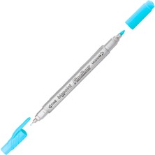 Bigpoint | Twin Fineliner Kalem, 0.4 mm ve 1.2 mm Çift Fiber Uçlu Çizim Kalemi, Açık Mavi