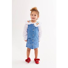 Berme Kids Kız Çocuk Çiçek Nakışlı Gömlek Kot Elbise