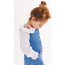 Berme Kids Kız Çocuk Çiçek Nakışlı Gömlek Kot Elbise