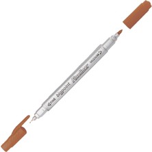 Bigpoint | Twin Fineliner Kalem, 0.4 mm ve 1.2 mm Çift Fiber Uçlu - Kokusuz Su Bazlı Çizim Kalemi, Kahverengi