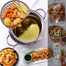 Jikio 304 Paslanmaz Çelik Mutfak Tempura Kızartma Tavası Termometre ve Kapaklı Japon Derin Kızartma Tenceresi (Yurt Dışından)