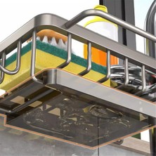 Sünger Tutucu Musluk Üstü Mutfak Lavabo Düzenleyici, Uzay Alüminyum Çıkarılabilir Asılı Musluk Drenaj Rafı Kancalı Gümüş (Yurt Dışından)