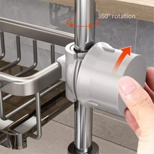 Sünger Tutucu Musluk Üstü Mutfak Lavabo Düzenleyici, Uzay Alüminyum Çıkarılabilir Asılı Musluk Drenaj Rafı Kancalı Gümüş (Yurt Dışından)