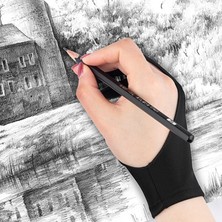 Mingjinshop3 Siyah S Tarzı 1 Adet Iki Parmak Kirlenme Önleyici Eldiven Sanatçı Çizim Kalemi Grafik Tablet Pad Yağlıboya Zehirli Dokunmatik Ekran Eldiven (Yurt Dışından)