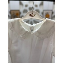 Kumrunun Dünyası Kız Çocuk Bebe Yakalı Gömlek Triko Süveter Ispanyol Paça Kot Pantolon 3'lü Alt Üst Takım
