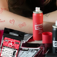 Love Ink Dövme Şablon Seti ve Siyah Sprey
