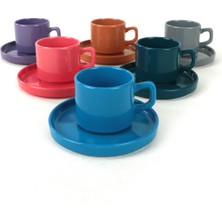Keramika Mixed Stackable Çay Fincan Takımı 12 Parça 6 Kişilik