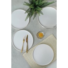 Keramika Mat Beyaz Stackable Servis Tabağı 27 cm 6 Adet 022