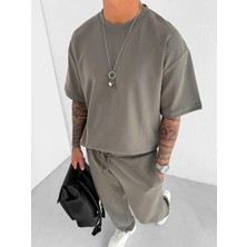 Erkek Oversize Basic Rahat T-Shirt Yeşil