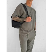 Erkek Oversize Basic Rahat T-Shirt Yeşil