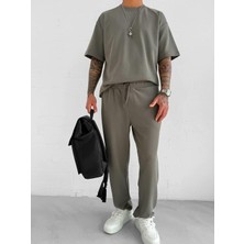 Erkek Oversize Basic Rahat T-Shirt Yeşil