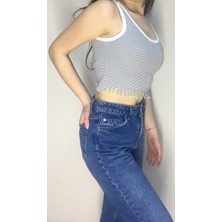Işıl Grup Işıl Tekstil Kadın Beyaz Çizgili Crop