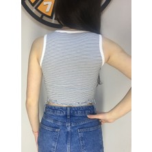 Işıl Grup Işıl Tekstil Kadın Beyaz Çizgili Crop