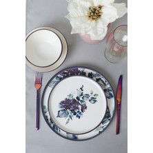 Keramika Purple Flower Yemek Takımı 24 Parça 6 Kişilik