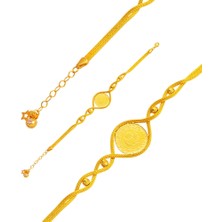 Bilezikci Toplu Örgü Zincir Çeyrek Altınlı Bileklik