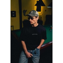 Abluka Online Erkek Kuzgun Yamalı Oversize T-Shirt Siyah