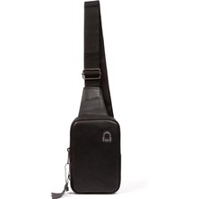 Newish Polo Erkek Hakiki Deri Göğüs ve Omuz Çantası newpolo089 - Siyah