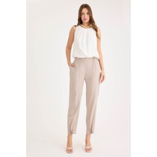 Paçası Pileli Beli Lastikli Pantolon