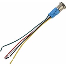 Robiz 16MM Kırmızı Power Sembol Ledli Kablolu Push Tip Metal Button  Panel Montaj Düz Kafa Com No Nc Dc 6A 12V IP67 Su Geçirmez Paslanmaz Çelik Düğme Start Kontrol Otomasyon