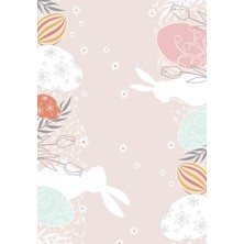 Limajuno Home & Kids Carpet Paskalya Tavşan ve Yumurta Desenli Dijital Baskılı Çocuk HALISI_100 x 150  cm