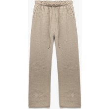 Beli Bağlamalı Lastikli Cepli Bol Paça Pantolon