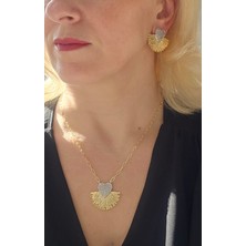Gold Silver Zirkon Taş Kalp Küpe