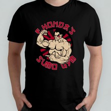 Pixxa Street Fighter Honda Gym Fitness Unisex %100 Pamuklu Bisiklet Yaka T-Shirt Model 1