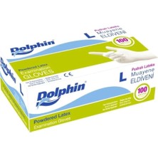 Dolphın Pudralı Lateks Muayene Eldiveni 100(Adet)(L)