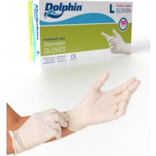 Dolphın Pudralı Lateks Muayene Eldiveni 100(Adet)(L)