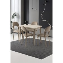 Yanlardan Açılır Yakamoz 90X60 cm Sidon Masa 4 Adet Ay Sandalye