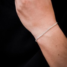 Ebrar Silver Gümüş Ince Unisex Bileklik 925 Ayar Gümüş Çift Sıra Ince Model Unisex Bileklik