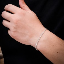 Ebrar Silver Gümüş Ince Unisex Bileklik 925 Ayar Gümüş Çift Sıra Ince Model Unisex Bileklik