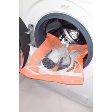Ozcmax Turuncu - Fermuarlı - Hassas Çamaşır Terlik Ayakkabı Yıkama Filesi Büyük Boy