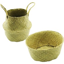 Findit 2ın1: Kulplu - Kulpsuz  Hasır Organizer Sepet Ç: 33---25 cm Y:15-30 cm -FINDIT