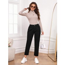 Yüksek Bel Mom  Jeans Havuç Kesim  Kot - siyah