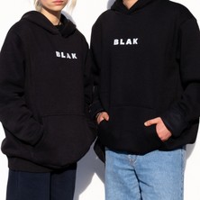 Blak Coffee Co. Logo Baskılı Oversize Fit Siyah Kapüşonlu Sweatshirt