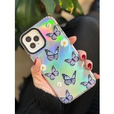 Qans Bilişim iPhone 13 Pro Max Hologramlı Kelebek Desenli Kılıf