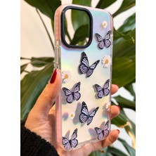 Qans Bilişim iPhone 13 Pro Max Hologramlı Kelebek Desenli Kılıf