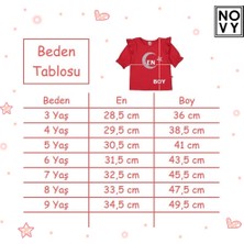 Novy Baby 23 Nisan Atatürk Baskılı Omuzu Kolu Fırfırlı Tişört Kız Çocuk - 2-9 Yaş - Beyaz Kırmızı Simli - 2088
