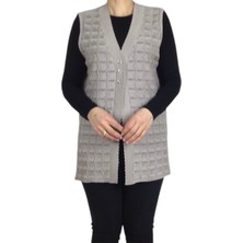 Ece Giyim Kadın Önden Üç Düğmeli Ince Spor Kısa Merserize Yelek